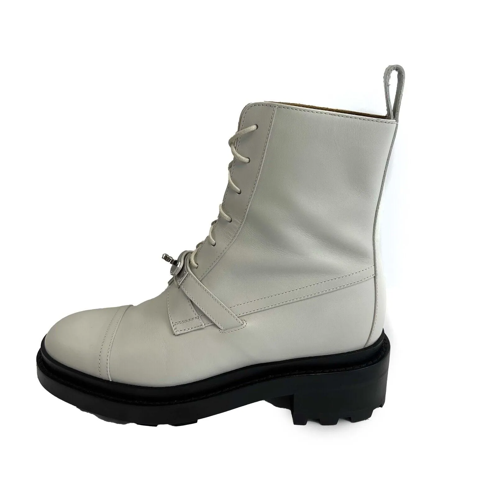 Hermes - Excellent - Funk Ankle Boots - Off White, Black - 37 / US 6