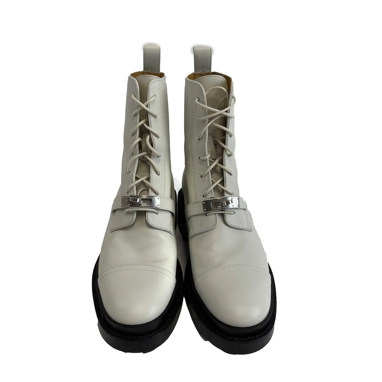 Hermes - Excellent - Funk Ankle Boots - Off White, Black - 37 / US 6