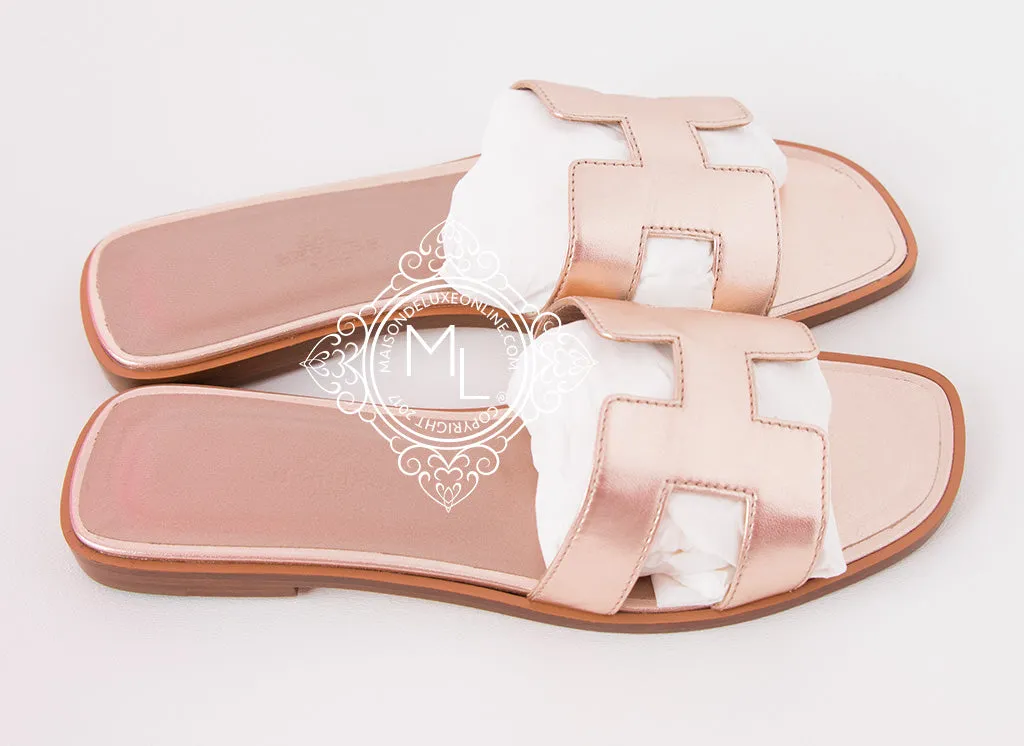 Hermes Womens Gold Oran Sandal Slipper 36.5 Shoes