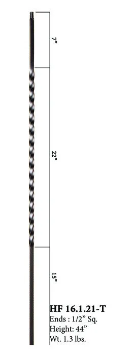 HF 16.1.21-T Long Single Twist Hollow Iron Baluster