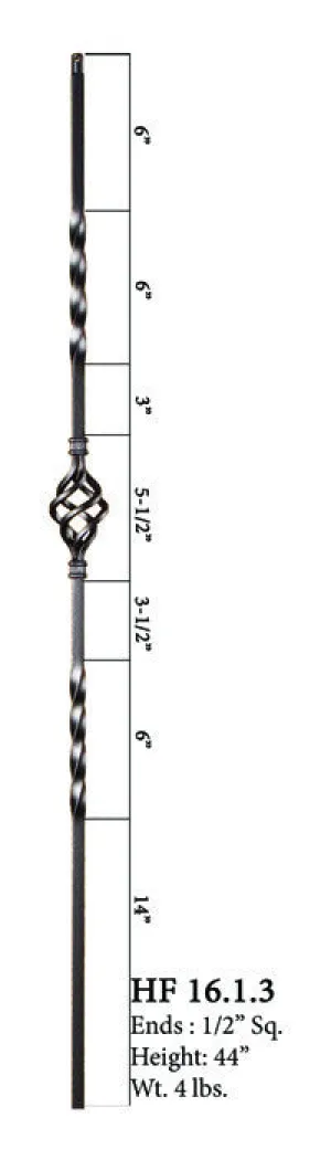 HF 16.1.3-T Single Basket Hollow Iron Baluster