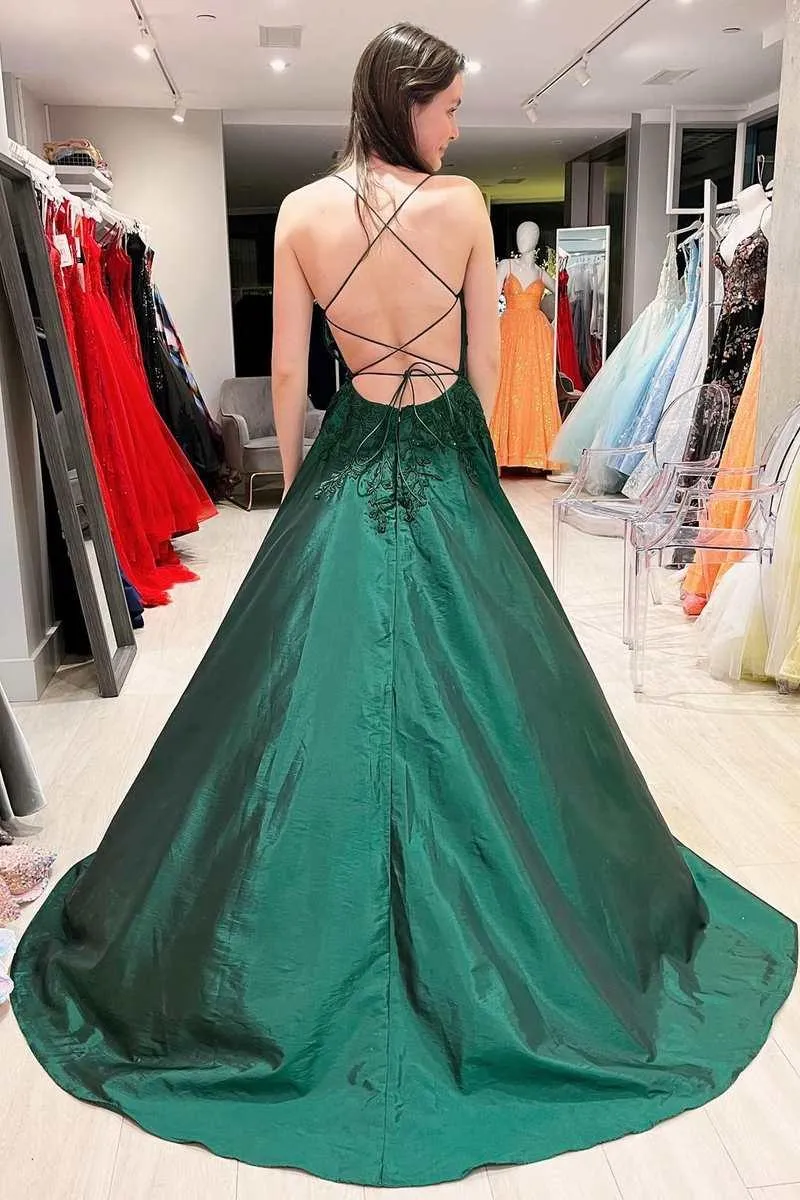 Hot Pink Floral Appliques Lace-Up A-Line Prom Evening Dress TP1189