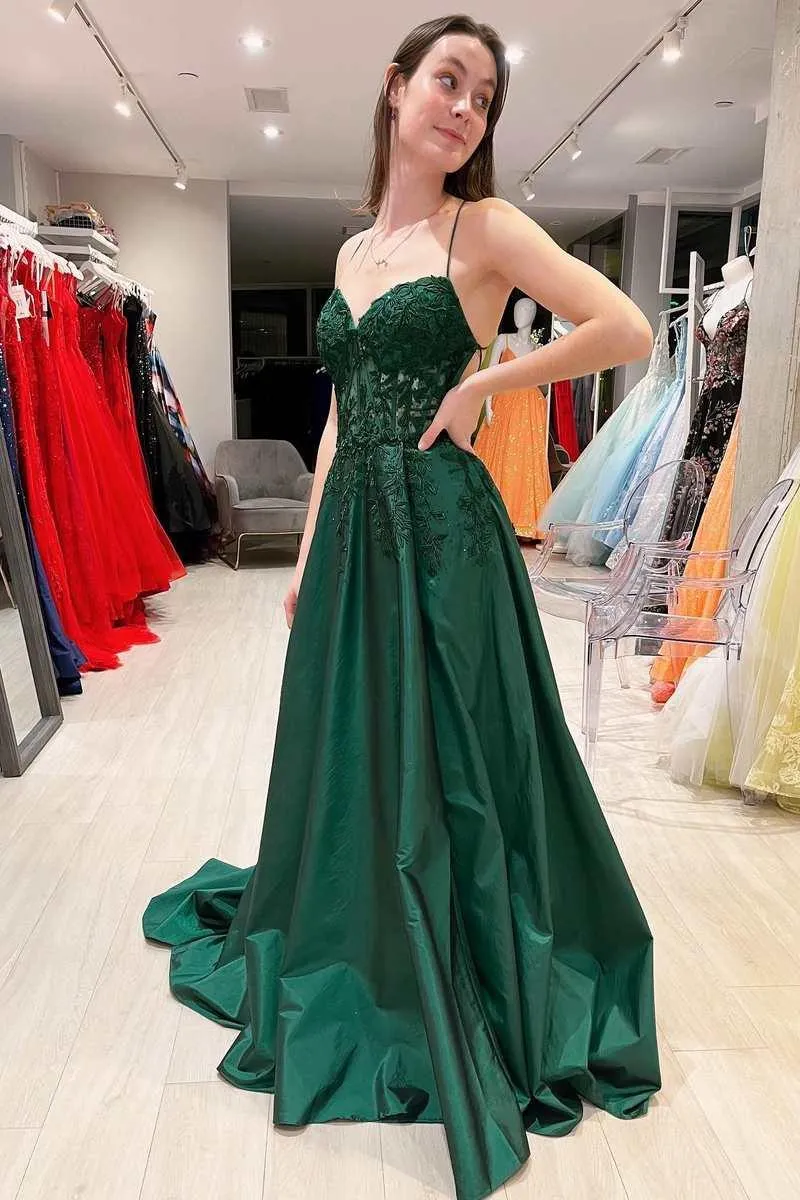 Hot Pink Floral Appliques Lace-Up A-Line Prom Evening Dress TP1189