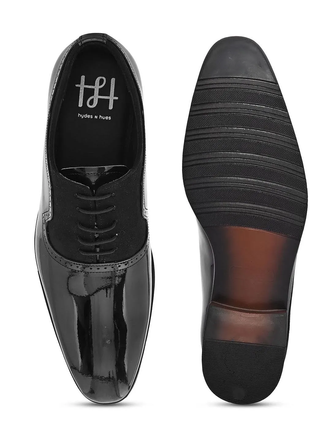 Hydes N Hues Men Black Solid Formal Derbys