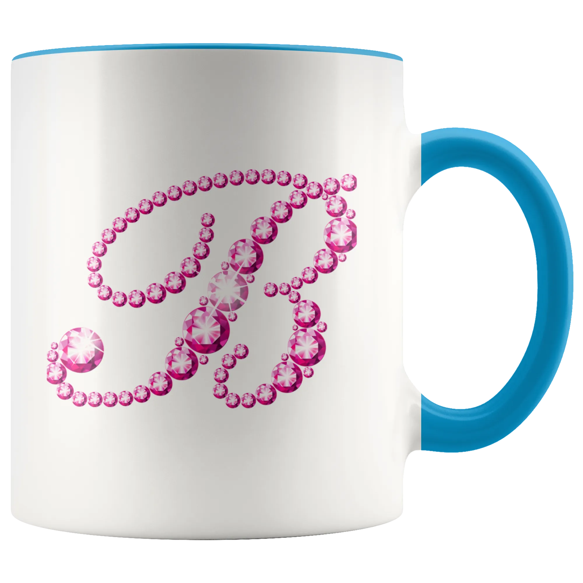 Initial B - Monogram Coffee Mug - Custom Letter Mug - Bling Style Initial Letter Cup