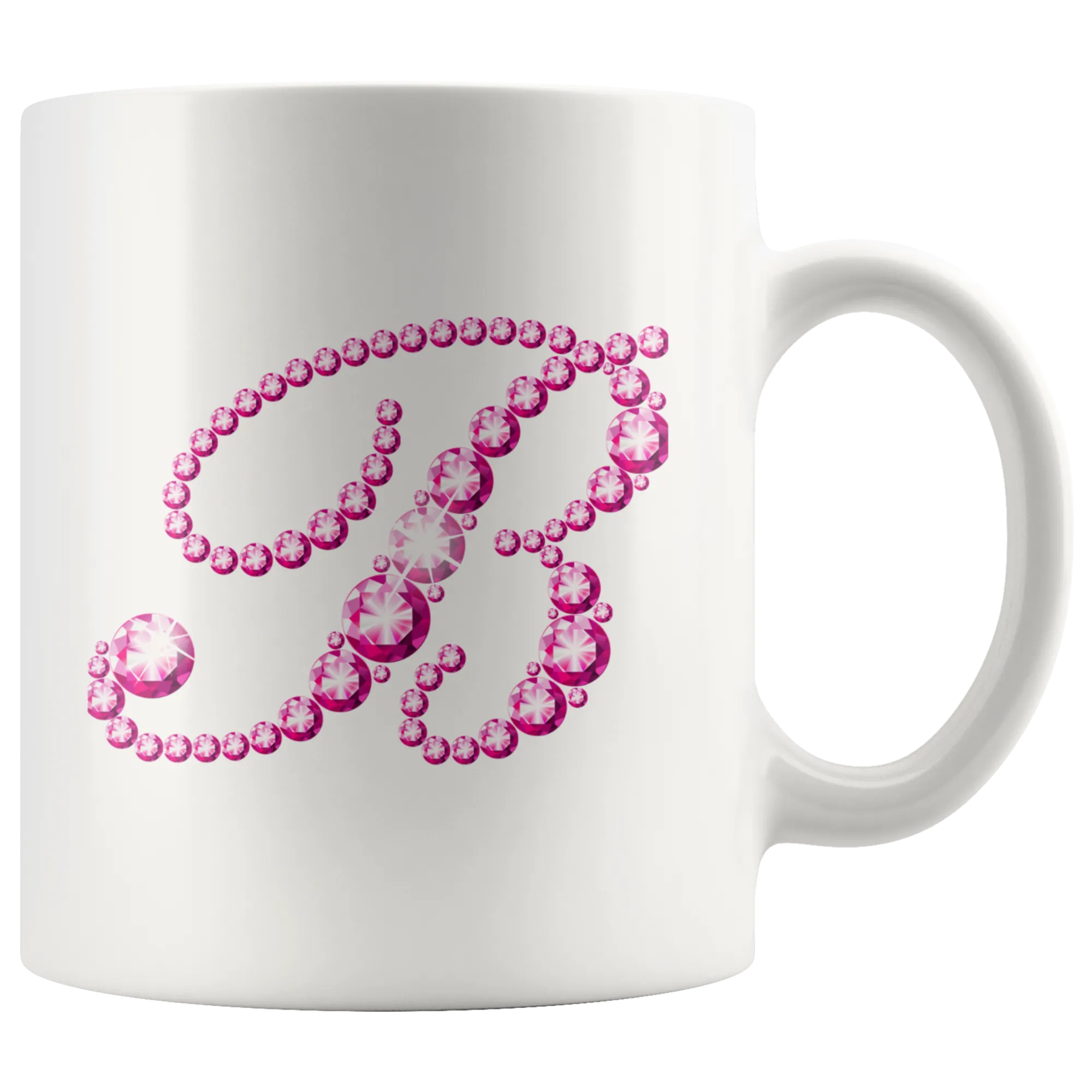 Initial B - Monogram Coffee Mug - Custom Letter Mug - Bling Style Initial Letter Cup