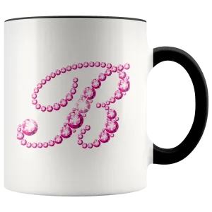 Initial B - Monogram Coffee Mug - Custom Letter Mug - Bling Style Initial Letter Cup