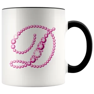Initial D | Monogram Coffee Mug | Custom Letter Mug | Bling Style | Initial Letter Cup