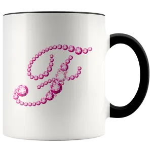 Initial F | Monogram Coffee Mug | Custom Letter Mug | Bling Style | Initial Letter Cup