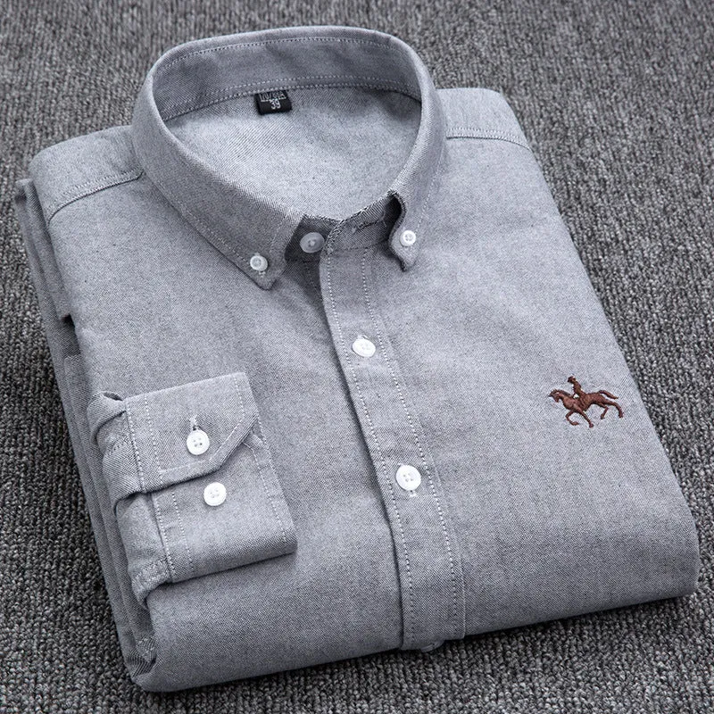 INSTOCK- long-sleeved Oxford shirt.