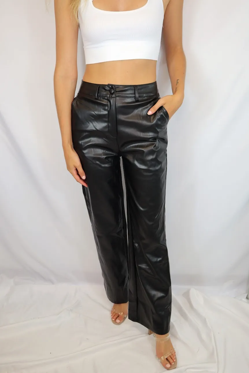 Izzy Vegan Leather Pants Black