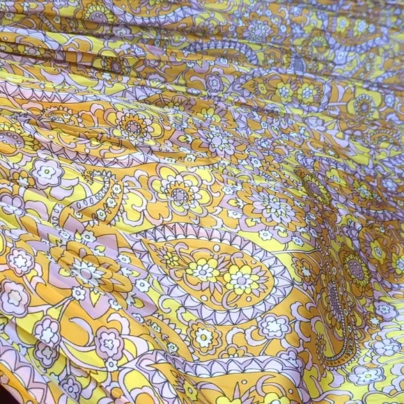 J Crew Collection Tie Back Scalloped Paisley Maxi Dress