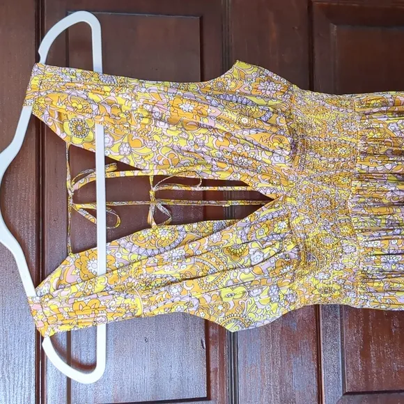 J Crew Collection Tie Back Scalloped Paisley Maxi Dress