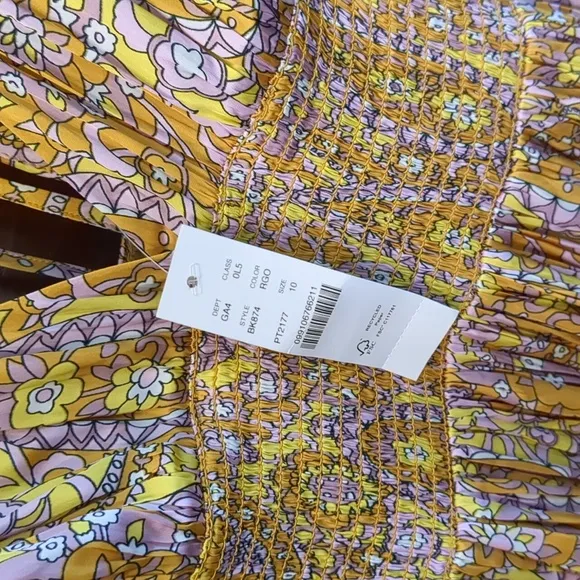 J Crew Collection Tie Back Scalloped Paisley Maxi Dress