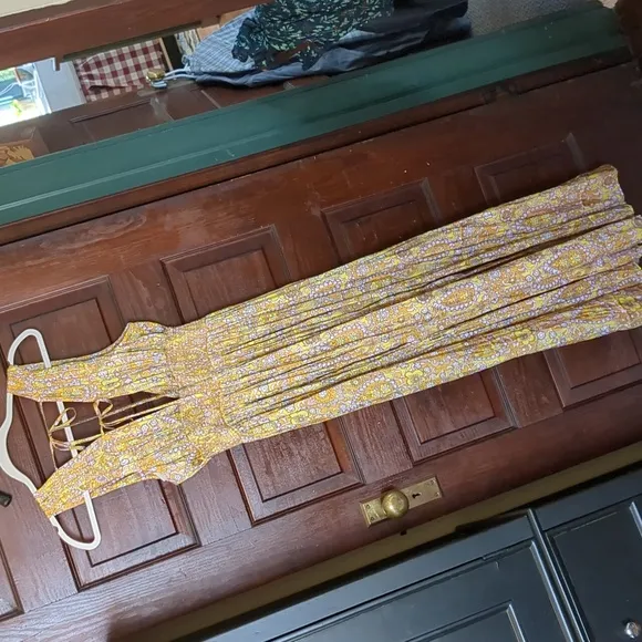 J Crew Collection Tie Back Scalloped Paisley Maxi Dress