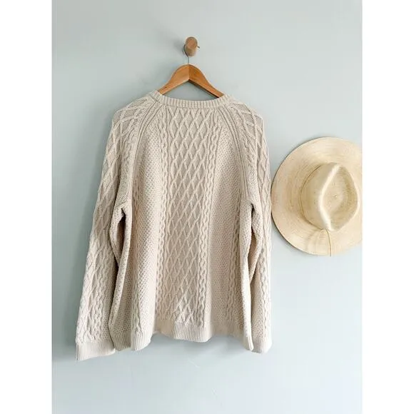 J Crew Factory | NWOT | Cable crewneck sweater in Ivory | Sz 2x
