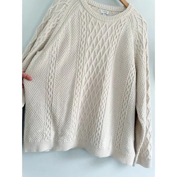 J Crew Factory | NWOT | Cable crewneck sweater in Ivory | Sz 2x
