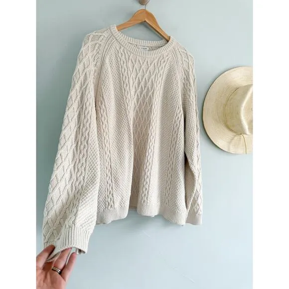 J Crew Factory | NWOT | Cable crewneck sweater in Ivory | Sz 2x
