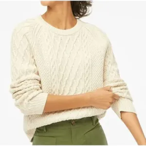 J Crew Factory | NWOT | Cable crewneck sweater in Ivory | Sz 2x