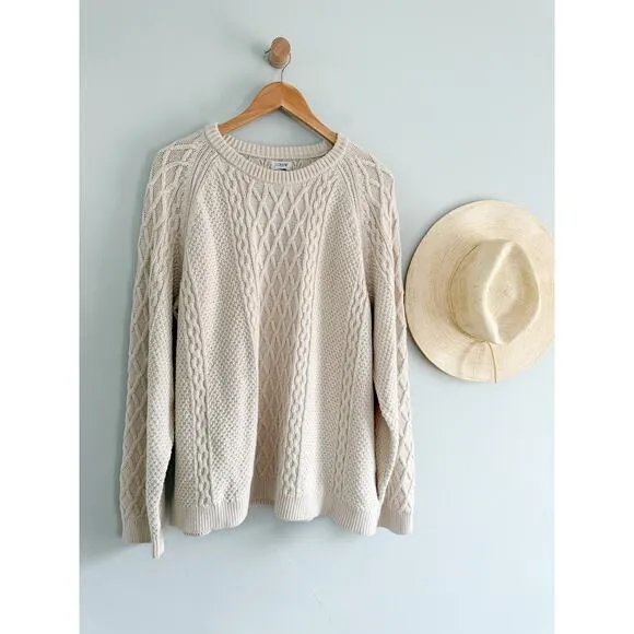 J Crew Factory | NWOT | Cable crewneck sweater in Ivory | Sz 2x