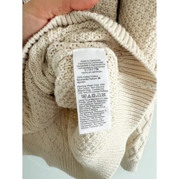 J Crew Factory | NWOT | Cable crewneck sweater in Ivory | Sz 2x