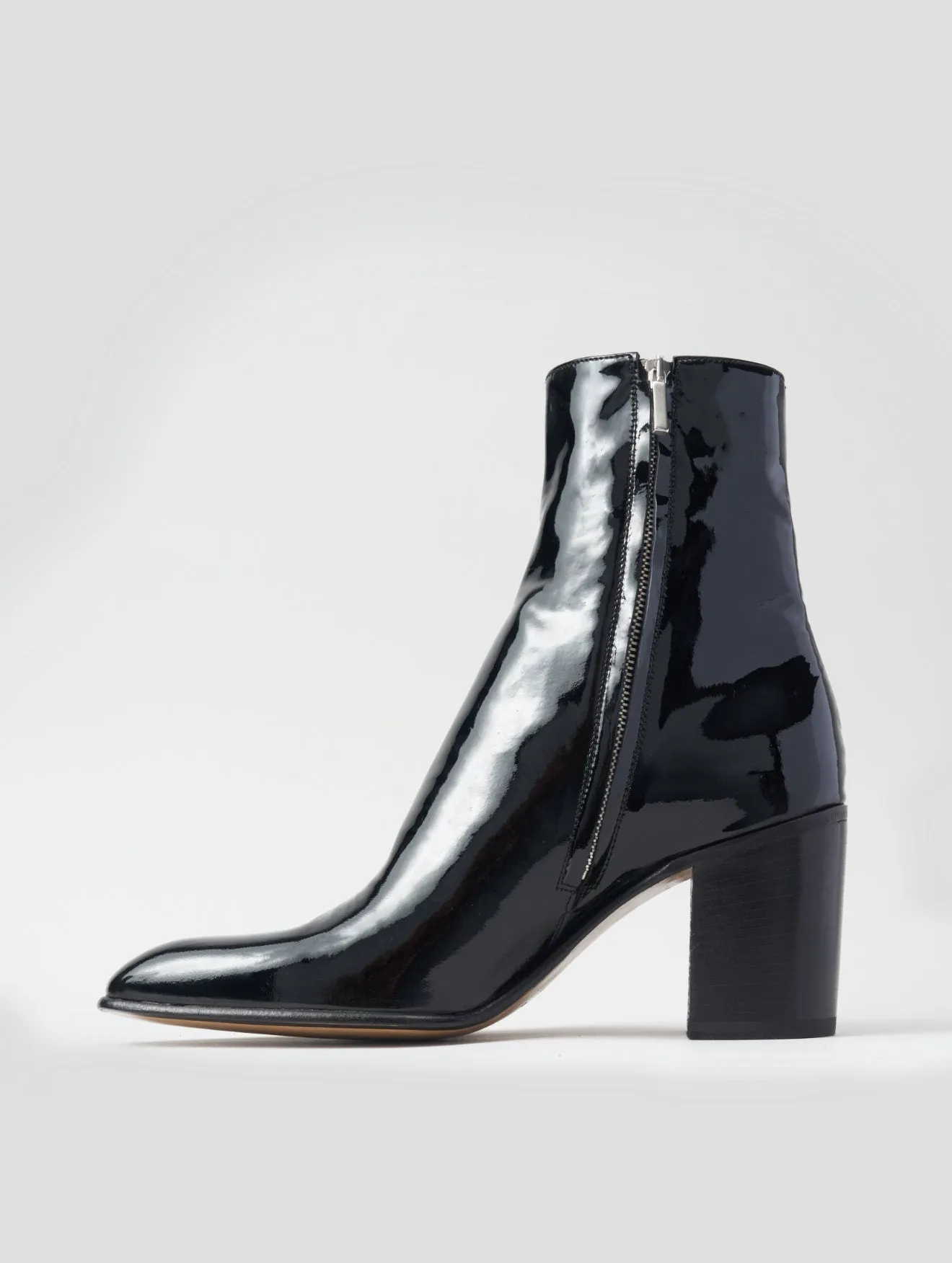 JANIS 80MM ANKLE BOOT IN BLACK PATENT LEATHER