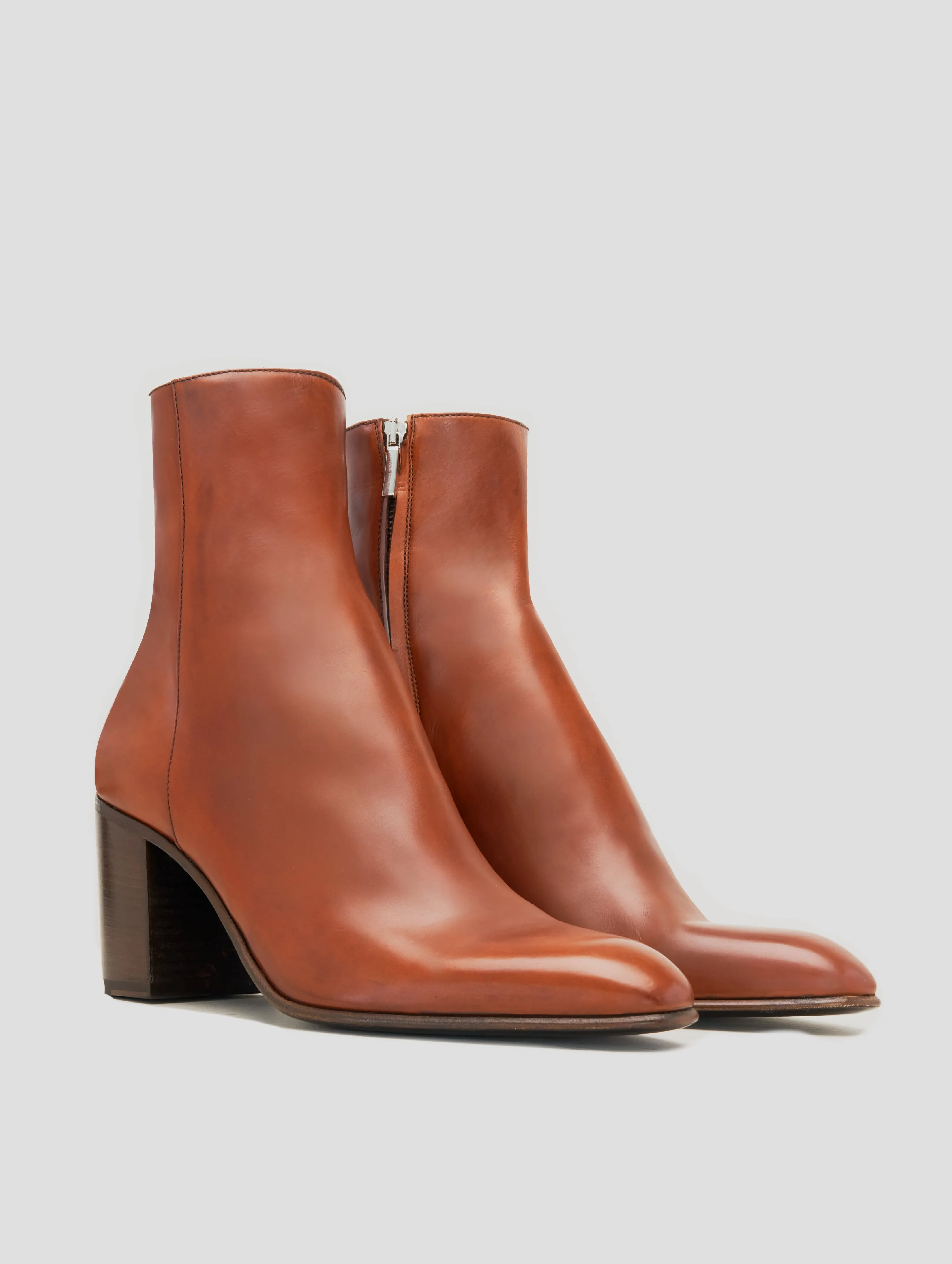 JANIS 80MM ANKLE BOOT IN BRICK CALFSKIN - Woman