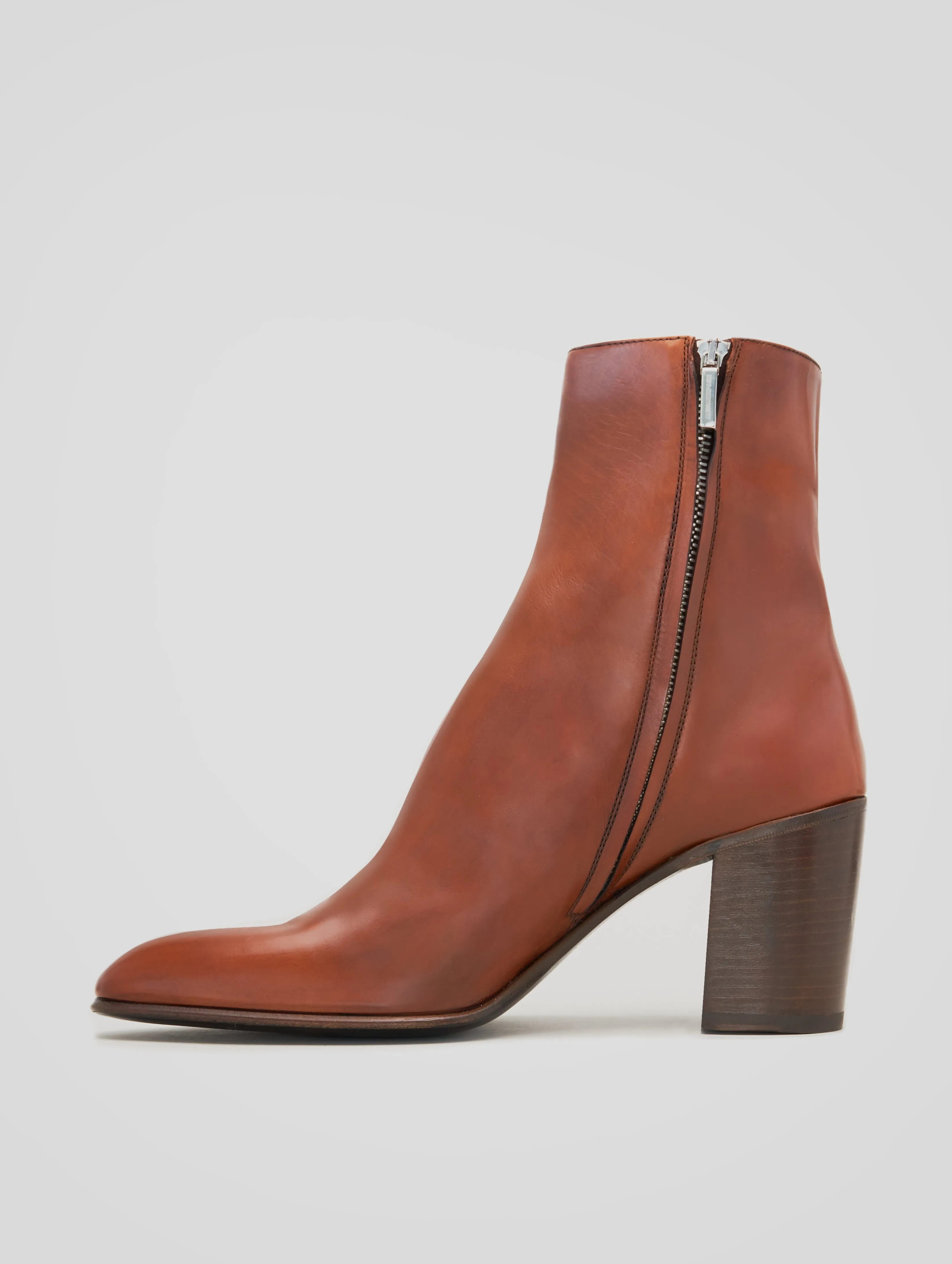 JANIS 80MM ANKLE BOOT IN BRICK CALFSKIN - Woman