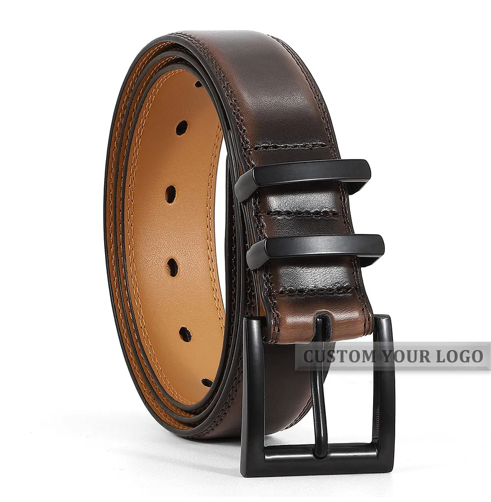 JASGOOD 1 Pack Casual Style Split Genuine Cowhide Leather Zinc Alloy Pin Buckle Leather Belt For Men Jeans