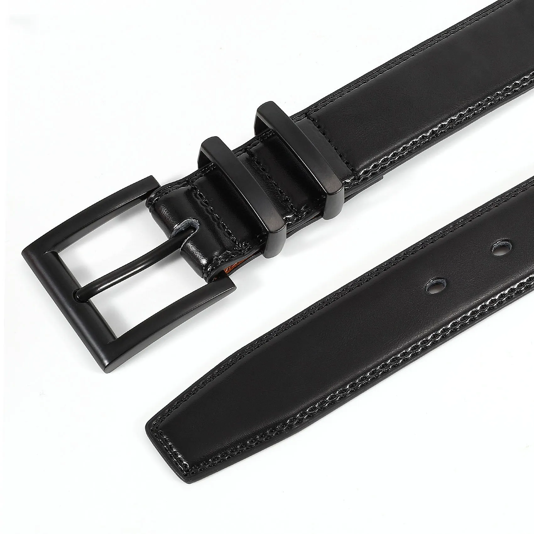 JASGOOD 1 Pack Casual Style Split Genuine Cowhide Leather Zinc Alloy Pin Buckle Leather Belt For Men Jeans