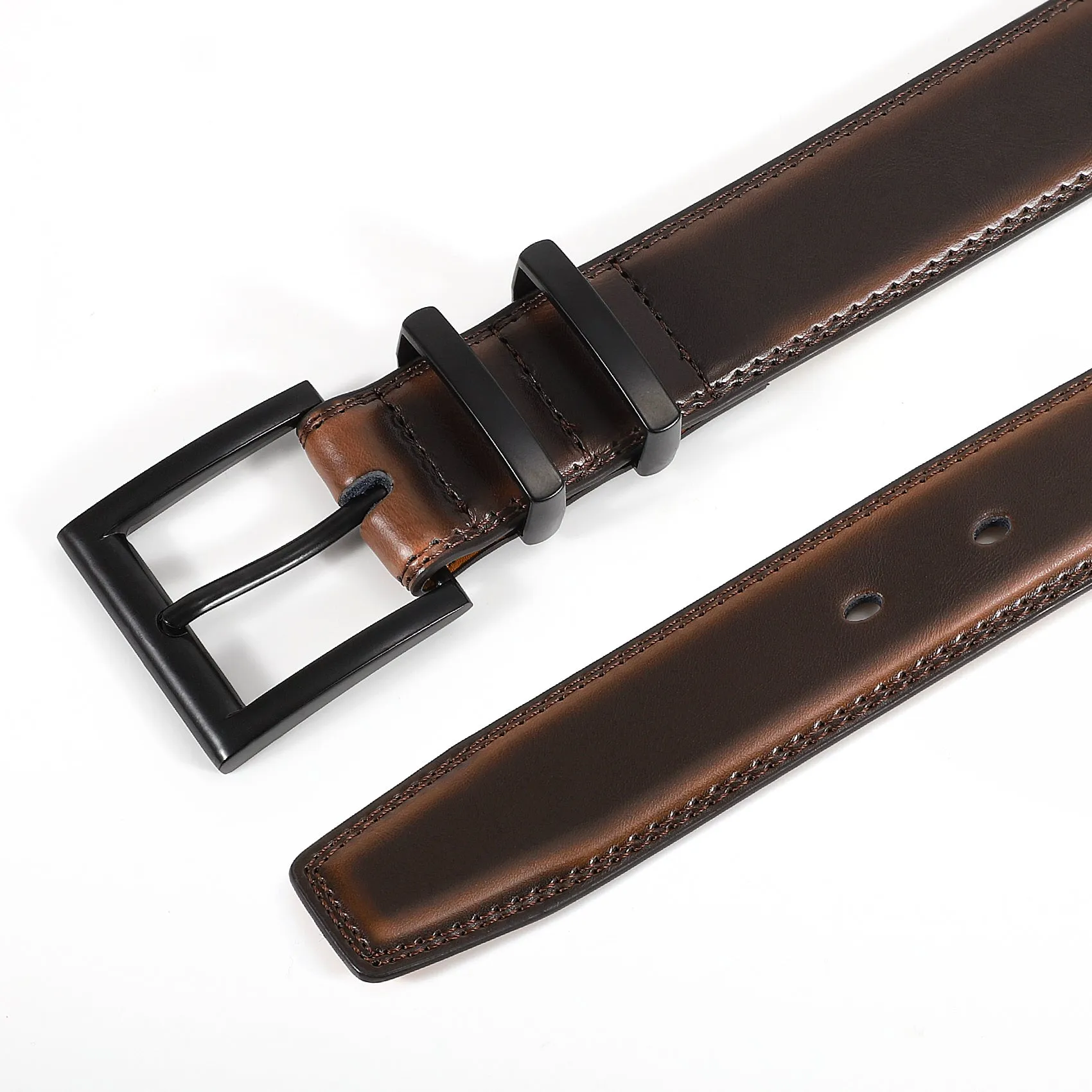 JASGOOD 1 Pack Casual Style Split Genuine Cowhide Leather Zinc Alloy Pin Buckle Leather Belt For Men Jeans