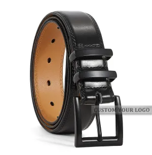 JASGOOD 1 Pack Casual Style Split Genuine Cowhide Leather Zinc Alloy Pin Buckle Leather Belt For Men Jeans