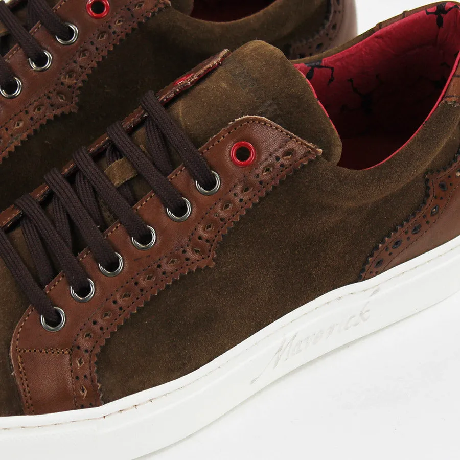 Jeffery West - Apolo Velour Leather Trainers in Cognac