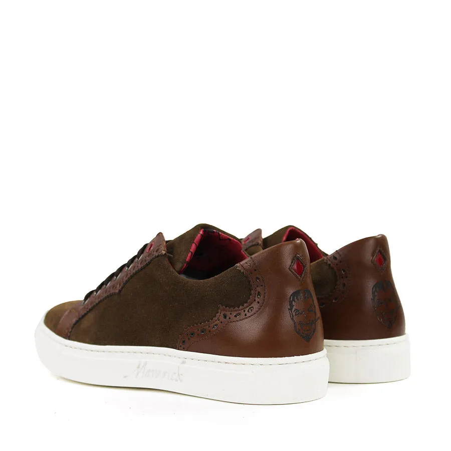 Jeffery West - Apolo Velour Leather Trainers in Cognac
