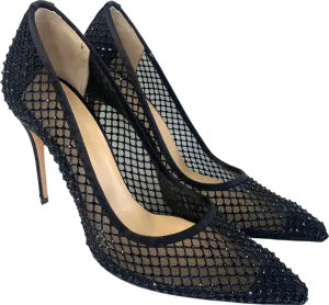 Jennifer Chamandi Black Crystal-embellished Lorenzo Pumps 105 UK 7 EU 40 👠