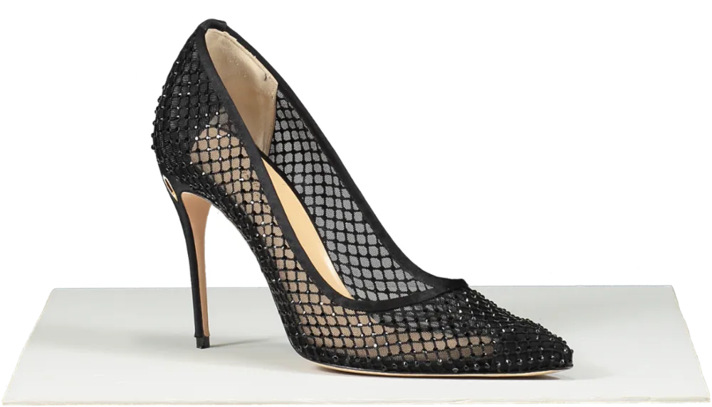 Jennifer Chamandi Black Crystal-embellished Lorenzo Pumps 105 UK 7 EU 40 👠