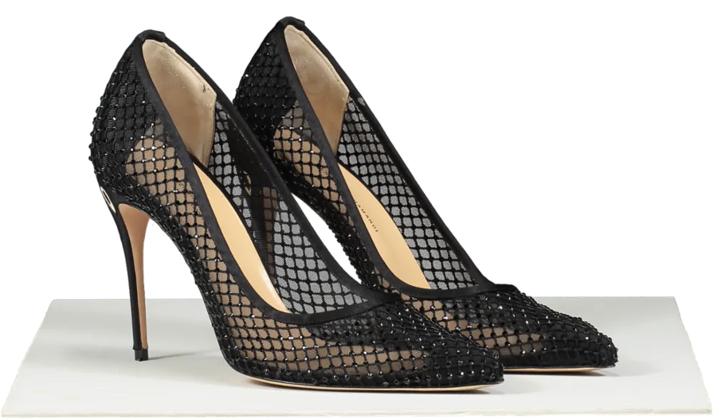 Jennifer Chamandi Black Crystal-embellished Lorenzo Pumps 105 UK 7 EU 40 👠