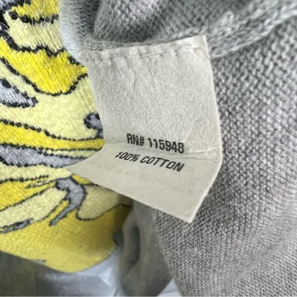 Joan Vass Rose Striped Cotton Sweater Grey Yellow Women’s Size 2X