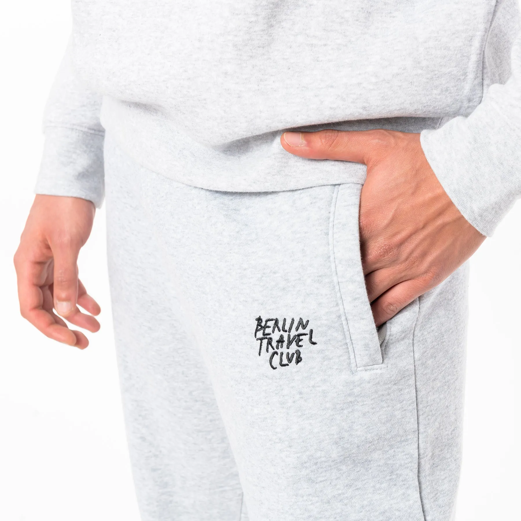 Jog Pants “Berlin Travel Club” - light oxford