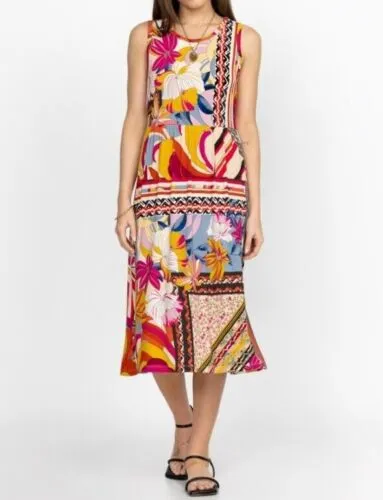 Johnny Was Rachel May Easy Fit Tank Dress Red Flowers Yellow Floral New