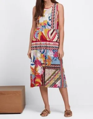 Johnny Was Rachel May Easy Fit Tank Dress Red Flowers Yellow Floral New