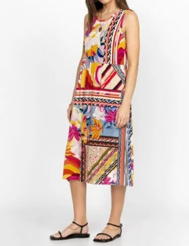 Johnny Was Rachel May Easy Fit Tank Dress Red Flowers Yellow Floral New