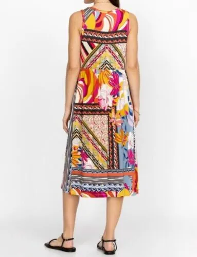 Johnny Was Rachel May Easy Fit Tank Dress Red Flowers Yellow Floral New