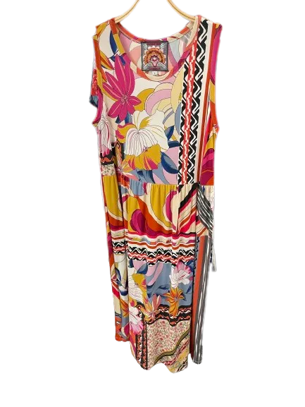 Johnny Was Rachel May Easy Fit Tank Dress Red Flowers Yellow Floral New
