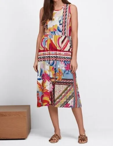 Johnny Was Rachel May Easy Fit Tank Dress Red Flowers Yellow Floral New
