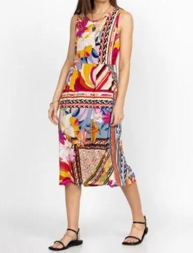Johnny Was Rachel May Easy Fit Tank Dress Red Flowers Yellow Floral New