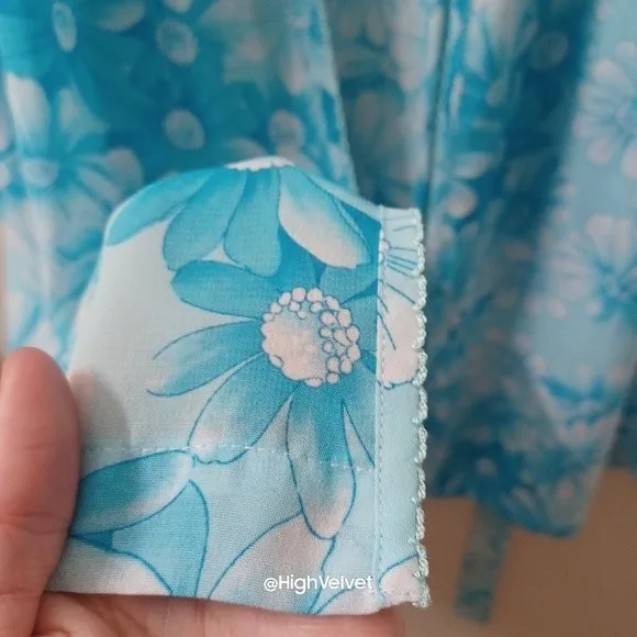Josie Natori Baby Blue Floral Summer Robe / Cover-up sz Medium