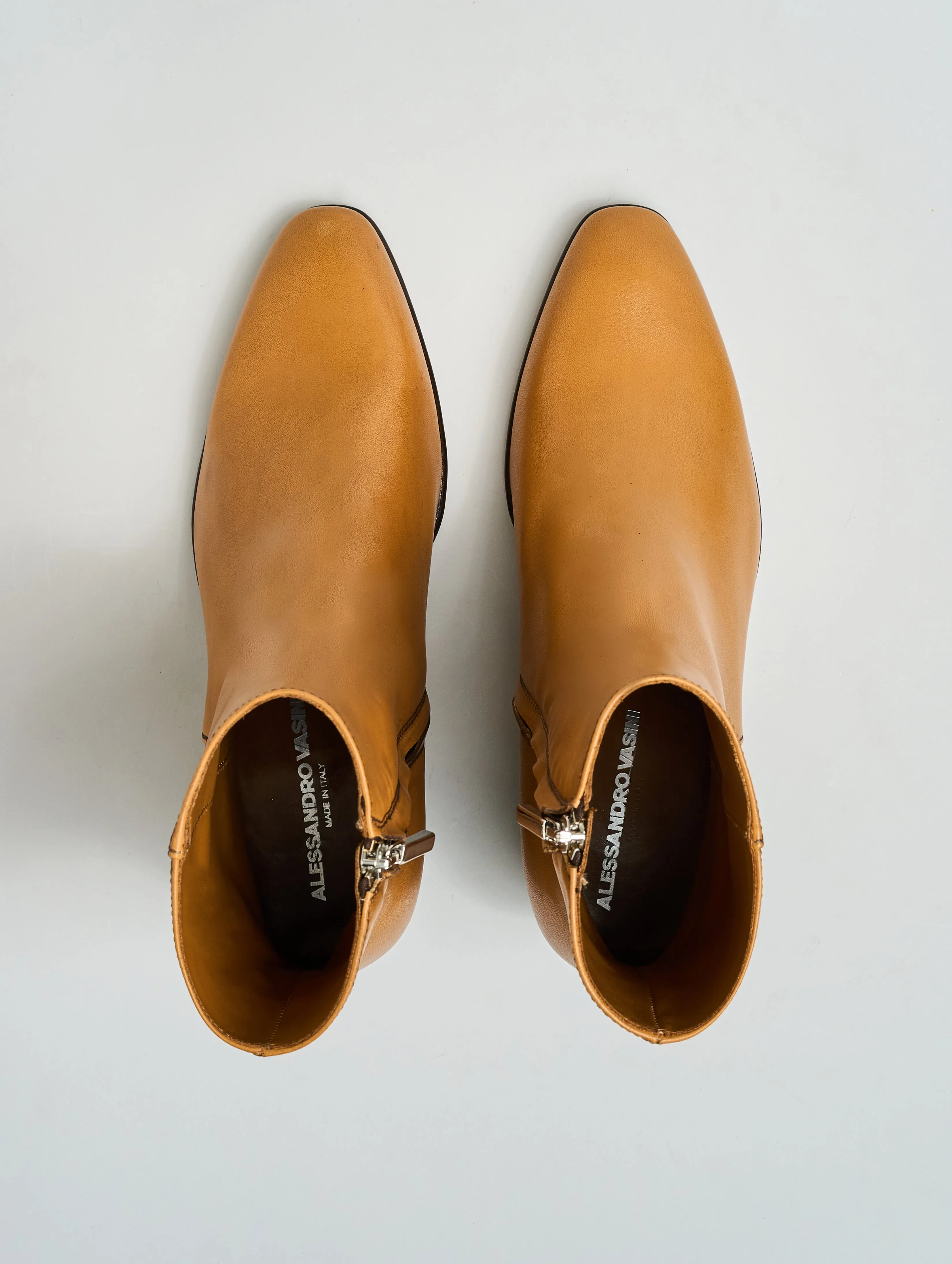 JUAN 60MM ANKLE BOOT IN TAN CALFSKIN