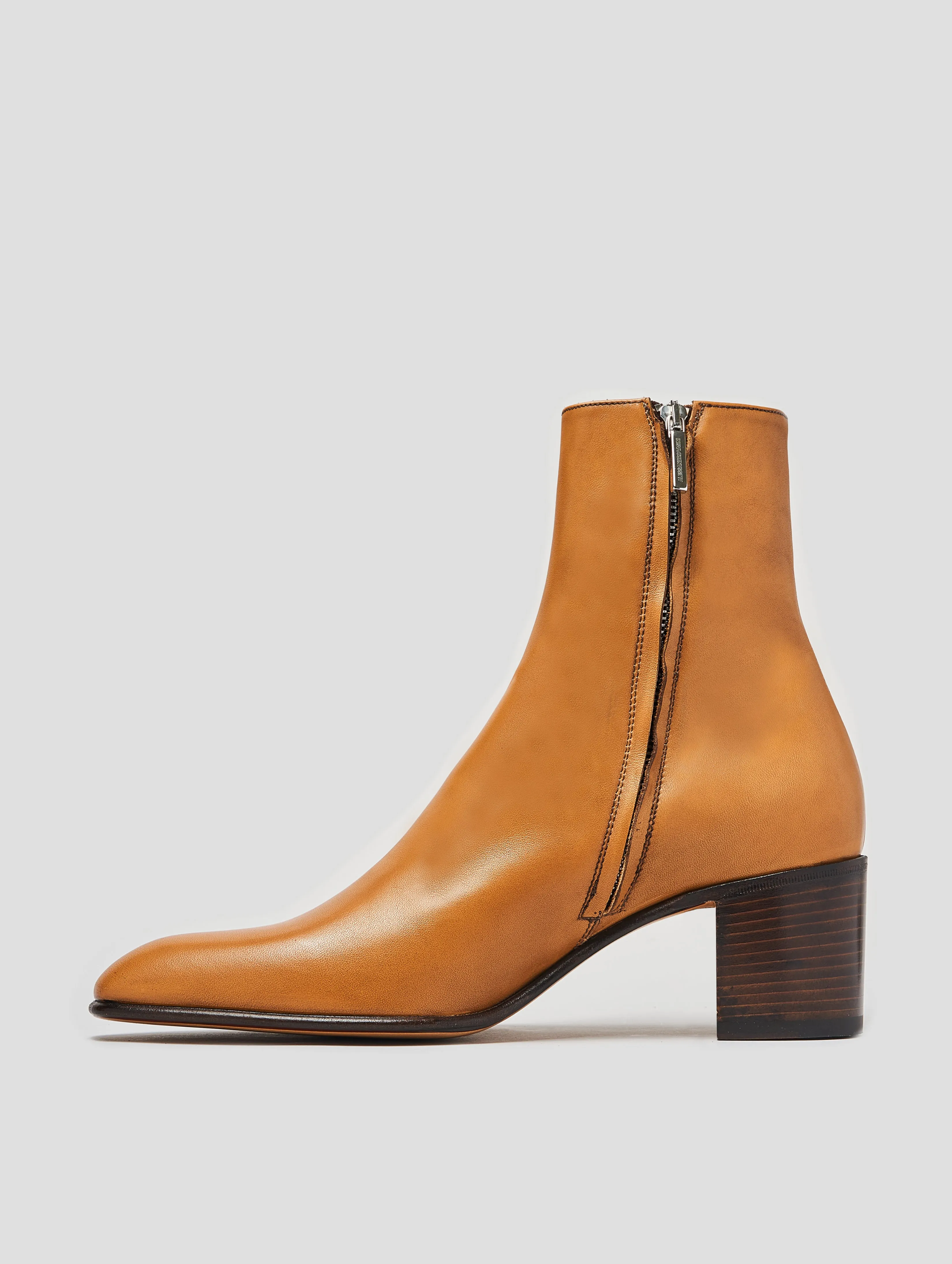 JUAN 60MM ANKLE BOOT IN TAN CALFSKIN