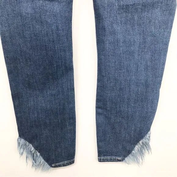 Judy Blue Medium Blue Wash Mid Rise Factory Distressed Skinny Fit Denim Jeans